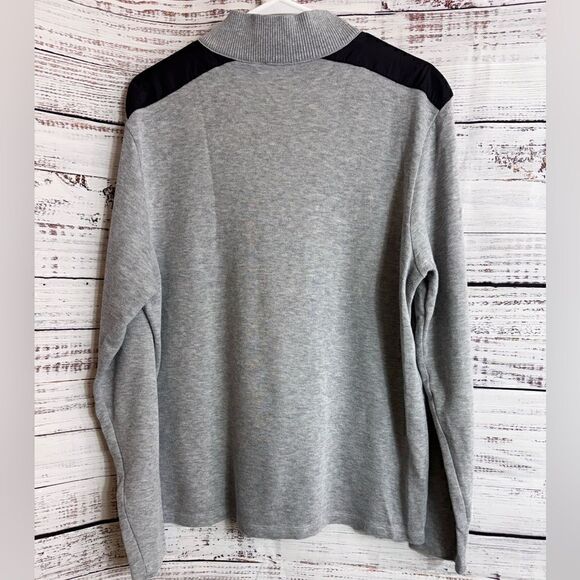 Hugo Boss Sweater Mens Size XL Qouter Zip Gray Cotton Pullover Mock Neck - Picture 3 of 13